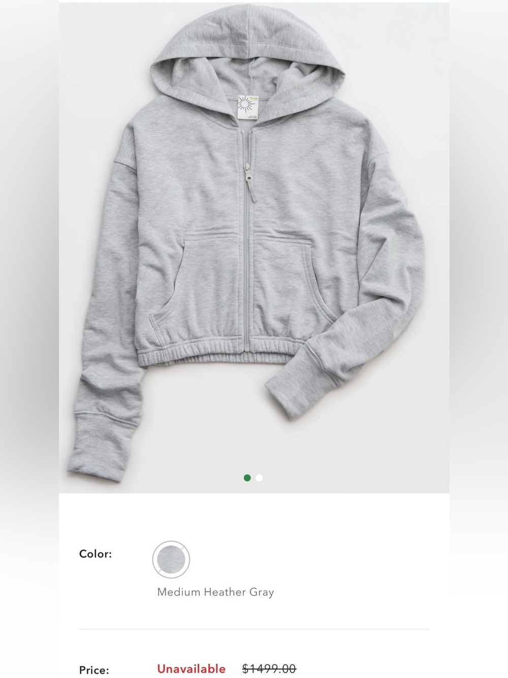 aerie Kids Medium Heather Gray Hooded Zip Jacket